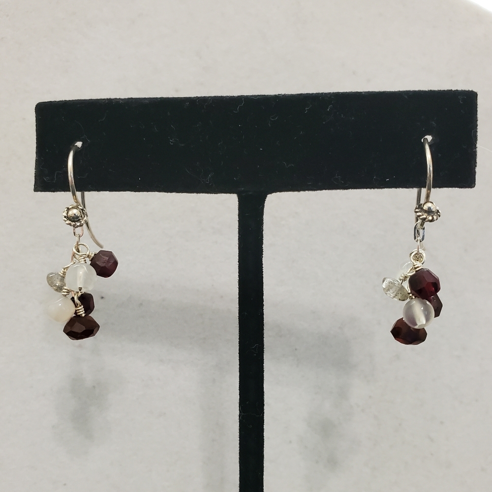 Garnet & Moonstone Dangle Earrings - Picture 7 of 10